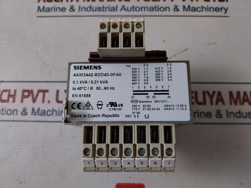 Siemens 4AM3442-8DD40-0FA0 Transformer 50-60Hz - Picture 5 of 6