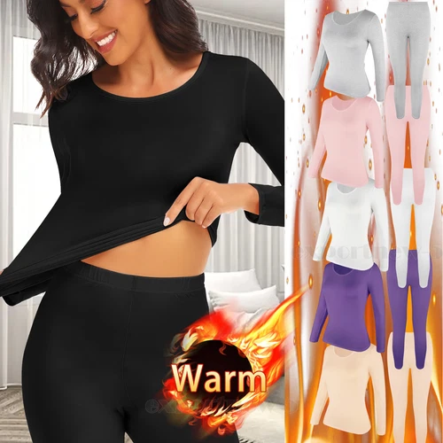 Women Thermal Underwear Tops&Pants Keep Warm Seamless Comfortable Set - Picture 1 of 27