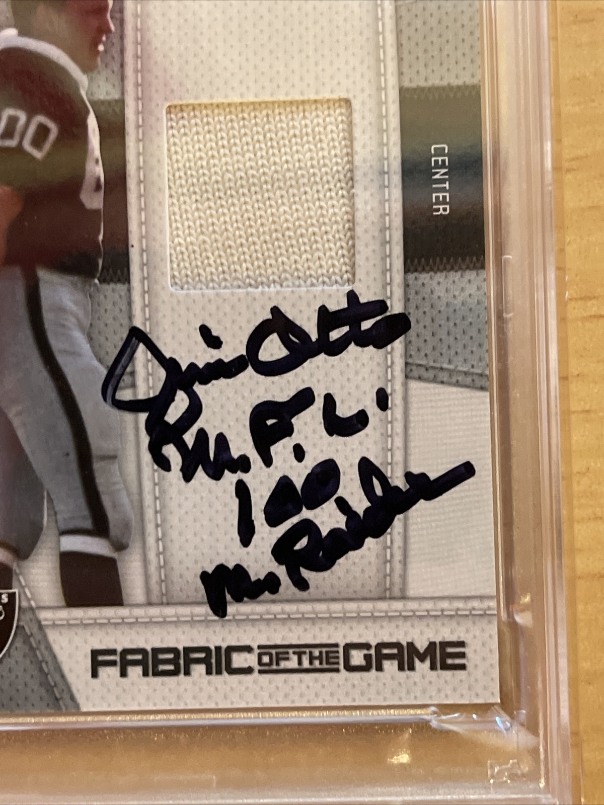 JIM OTTO SIGNED PANINI GAME WORN PATCH CARD NFL100 MRRAIDER 98/250PSA/DNA MINT 9 view 6