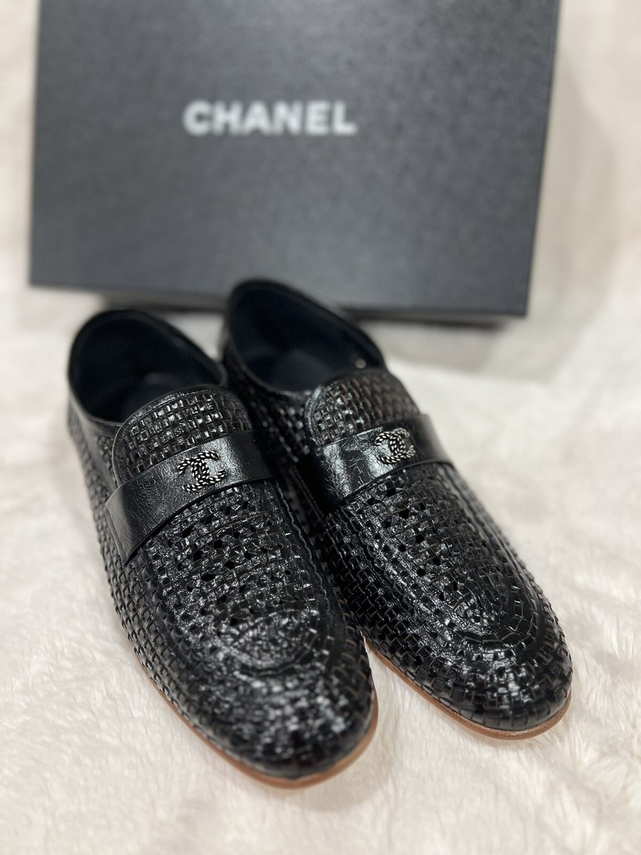 CHANEL WOVEN BLACK LEATHER LUXURY LOAFERS NEW⭐️37 | eBay