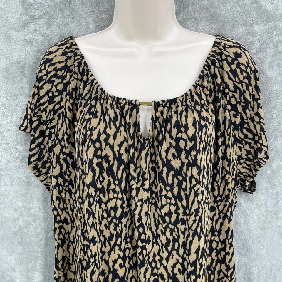 Blusa Jaclyn Smith Animal Boho Dinero Antiguo Carrera Oficina Ligera Plus Top XXL Foto 3 de 4