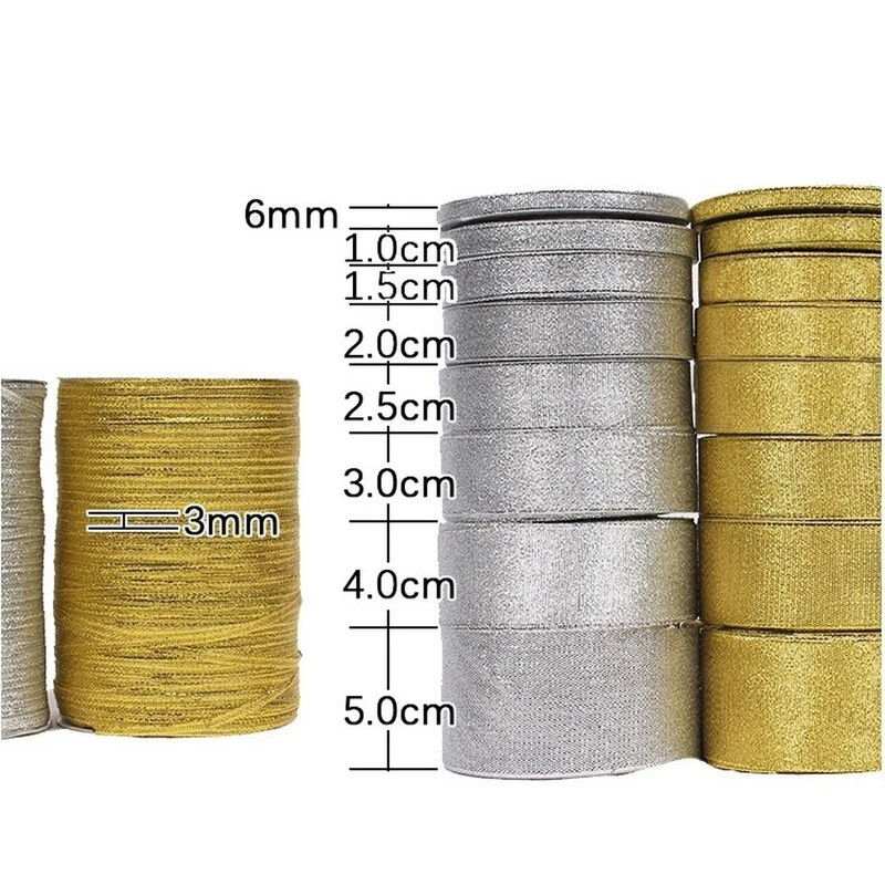 10 Roll/Set Silver/Gold Silk Satin Ribbon Home Decor Gift Wrap Nail Beauty DIY - Image 4 of 4
