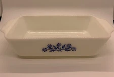Vintage Anchor Hocking FIRE KING Blue Flowers 441 1 Quart Casserole Loaf Dish