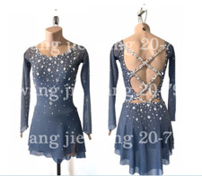 New Ice Figure Skating Dress Figure Skating Dress For Competition gray