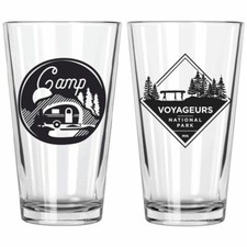 Northern Glasses, 16 oz. Pint Glasses, Choice of Camp or Voyageurs National Park