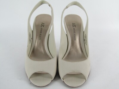 Anne Klein Off White Peep Toe Slingback Heels Size 6 M | eBay