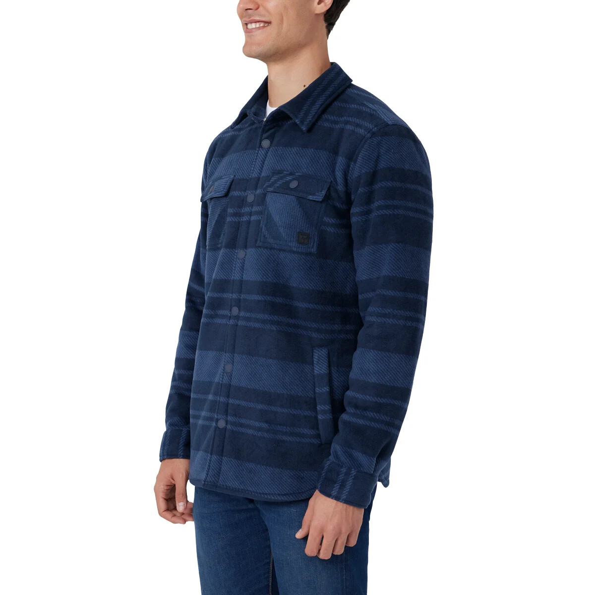 Voyager Men's Super Plush Fleece Shirt Jacket Snap Front Plaid