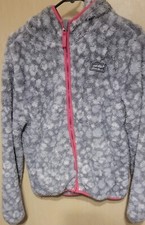 Eddie Bauer Kids Large 14/16 Winter Warm Fuzzy Jacket Grey White Pink Hood