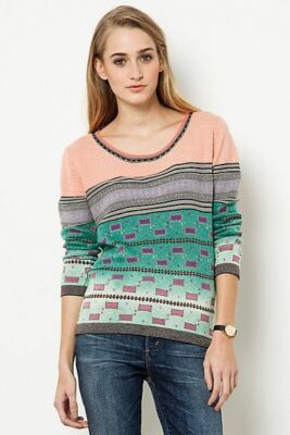 #ad Anthropologie Maison PIAZZA Aqua amp; Peach Jumper TUNIC Top 14 BNWT RRP £98 GBP 32.97
