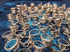 Lot of 100 Spoon Rings sterling silver plate/ stainless steel mix band spiral