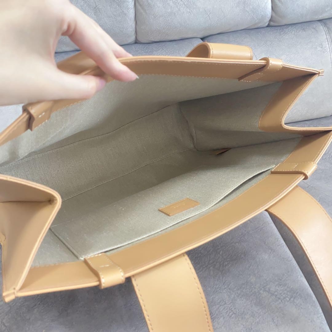 Chloe Woody Large Tote Bag All Leather Beige 175136 thumbnail 6