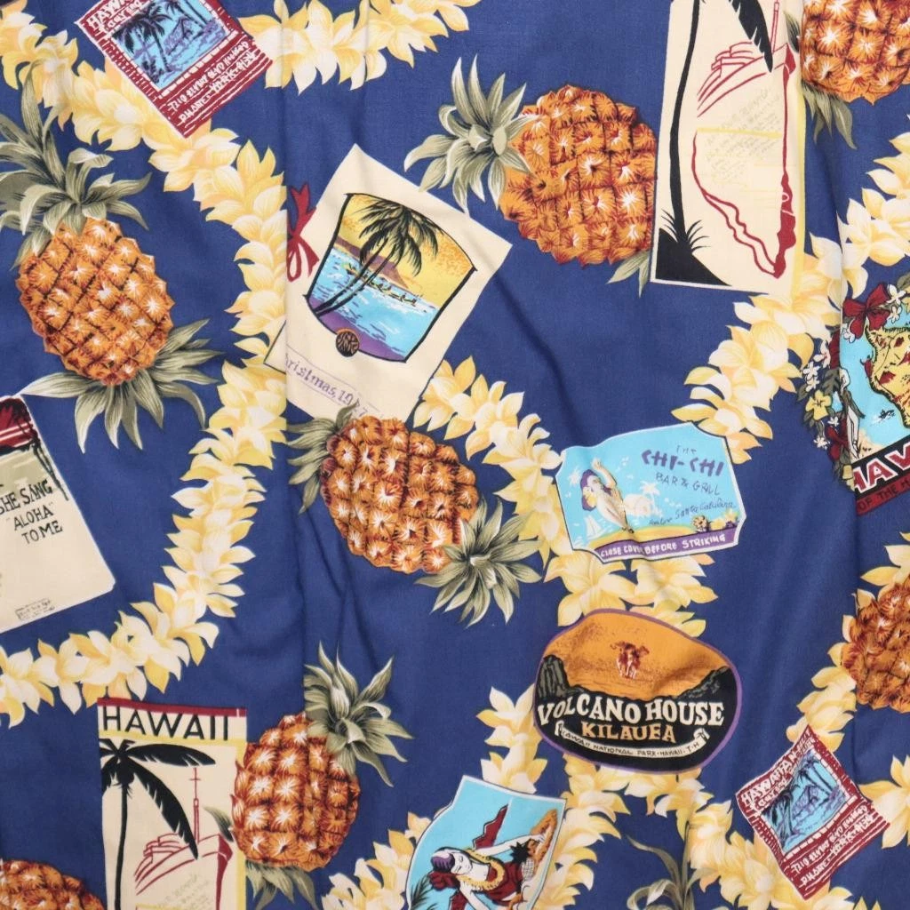 Mens Hawaiian Shirt XL Rainbow USA Island Matchbooks Pineapple 24" Pit2Pit #129