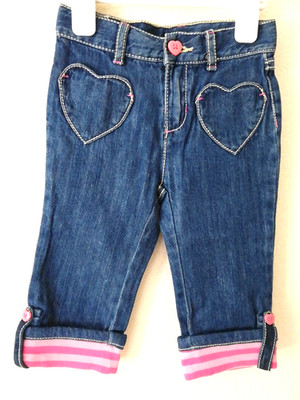 Jeans Hose blau rosa Gymboree Alter 12 bis 24 Monate verstellbarer Bund