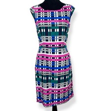 Banana Republic Sheath Dress Womens 4 Multicolor Plaid Sleeveless Lined