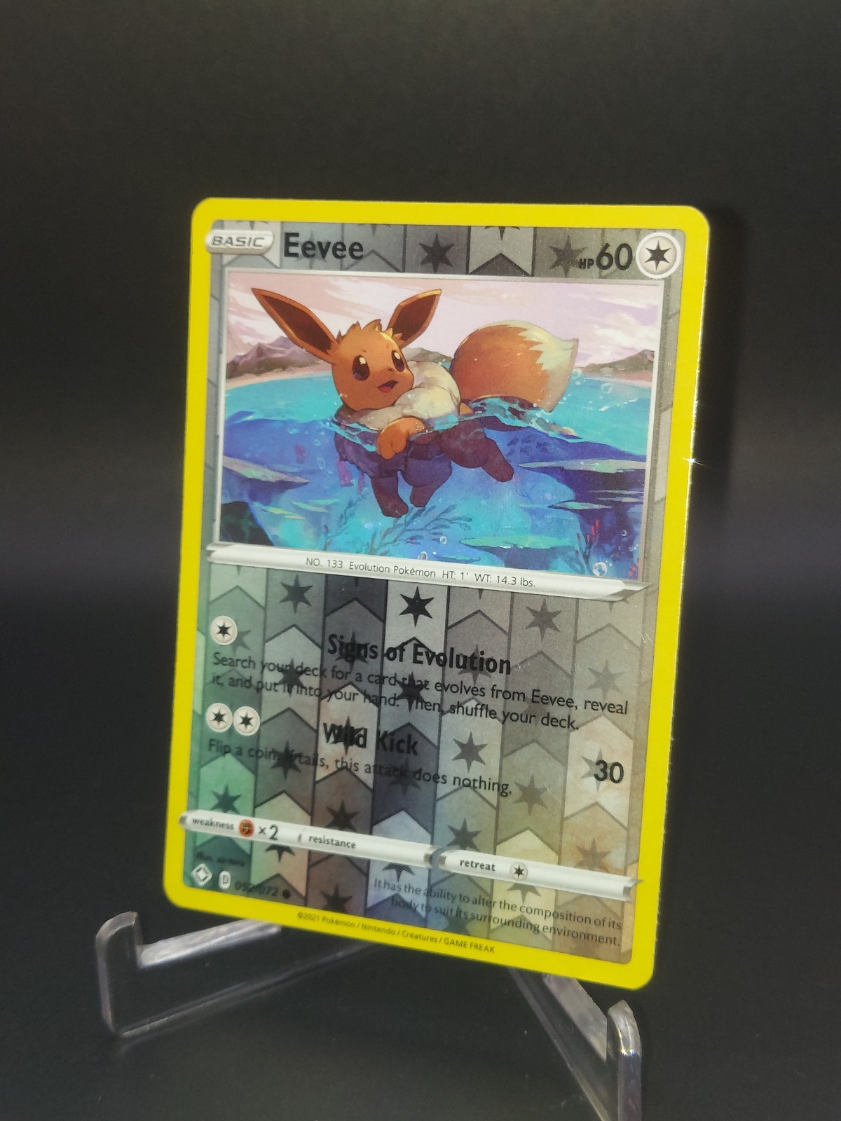 Eevee #52/72 2021 Sword & Shield - Shining Fates NM Pokemon TCG Reverse Holo 💎