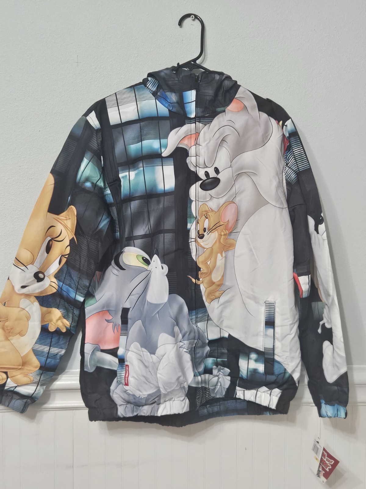 Tom & Jerry Members Only Men's Hooded Windbreaker Jacket Multi Color Size Medium