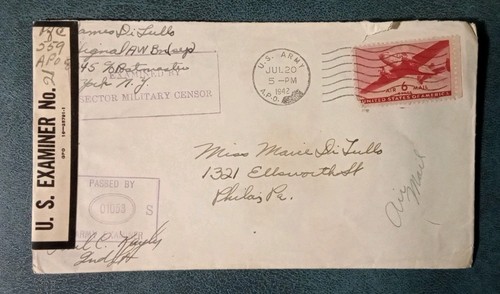 WWII US Army AAF Borinquen Field 559 Signal AW Bn APO 845 Censored Letter 1942 - Picture 7 of 9