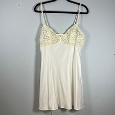 Flora Womens Ivory Lace Pearl Trim Elegant Glam Nightgown Mini Slip Dress Large