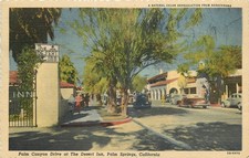 Vintage 1957 Palm Springs Desert Inn Palm Canyon Drive Postcard California