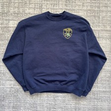 Vintage San Pablo Police Sweatshirt Mens L Navy Blue Embroidered Badge Crewneck