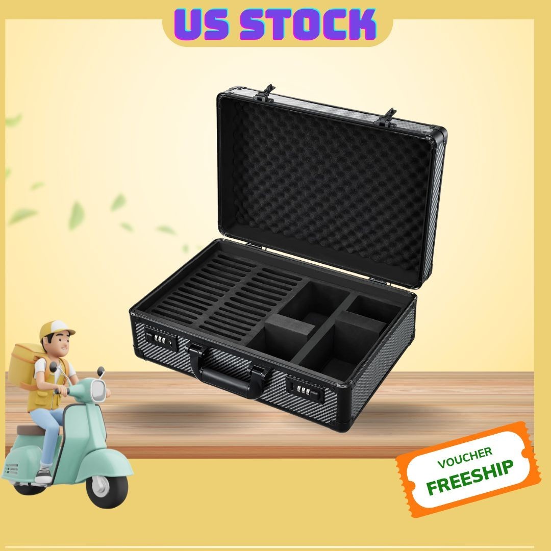 Graded Card Display Case XL, Individual Slots, Combo Lock, Sports Cards Storage