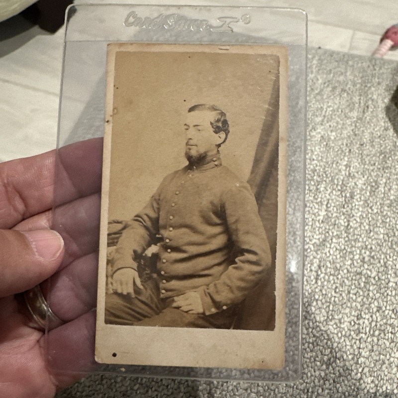 Original CDV photo Of Confederate Civil War Soldier By B. Whiting Kepi On Side
