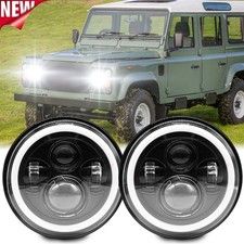 7 Inch round LED Headlight black DRL Hi/Low Beam For Land Rover Defender 90 110