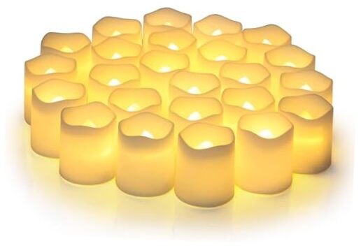 Flickering Flameless Votive Candles with Timer - 24 Pack Warm White LED Tea Lights  