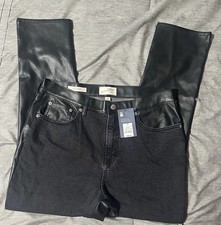 Women s Mid Rise Faux Leather 80s Slim Jeans Universal Thread Black Size 12 NWT