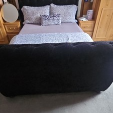 Black Sleigh Bed Frame, Wood Frame, Adults, Assembly Required, Without Mattress