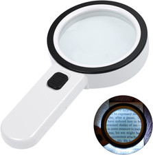 Magnifying Glass with Light, Double-Layer Glass Lens Handheld Large Magnifying G