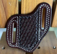 Right Side Carry Hand Stamped Pancake Knife Sheath. Made Of 8oz Hermann Oak.