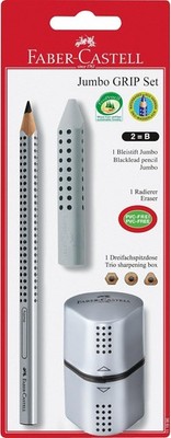 FABER-CASTELL - Schreibset Jumbo mit Bleistift, Spitzer und Radierer | Schulset