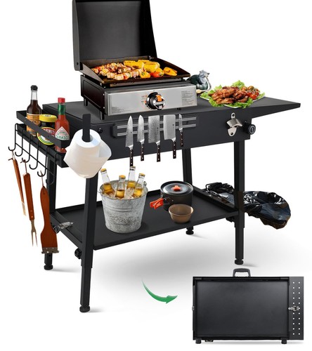 Griddle Stand with Wheels Portable Outdoor Grill Table Fit for Blackstone 17 ...