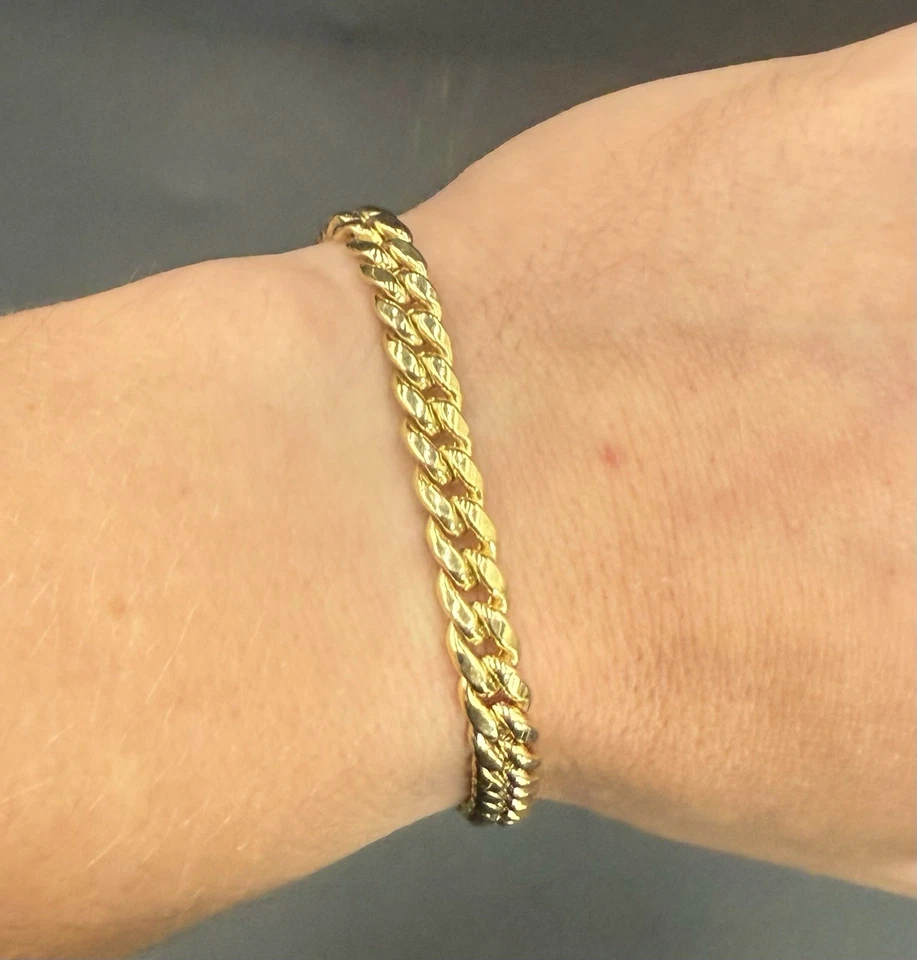 14K Yellow Gold 7mm Miami Cuban Link Bracelet 8.5” Italy Lobster Clasp 11.35g - Image 4 of 4
