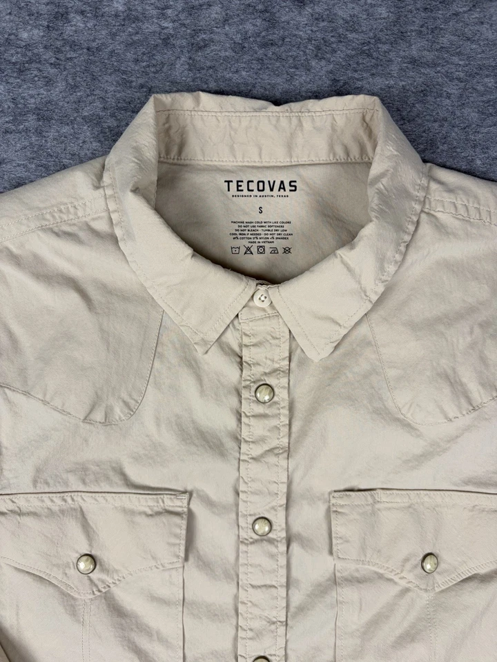 Camisa Tecovas Western Masculina S Pérola Snap Tan Cáqui Campo Manga Longa Jugo - Imagem 2 de 4