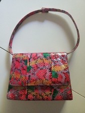 Rare Vintage Fashion Influence Snake Skin Multi Colored Hand Bag Great Cond