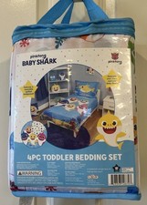 Nickelodeon Pinkfong Baby Shark 4-Piece Toddler Bed Set - NEW
