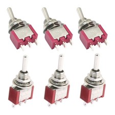 SPDT ON-OFF-ON 3 Position Momentary Electric Toggle Switch AC 120V 5A Red 6pcs