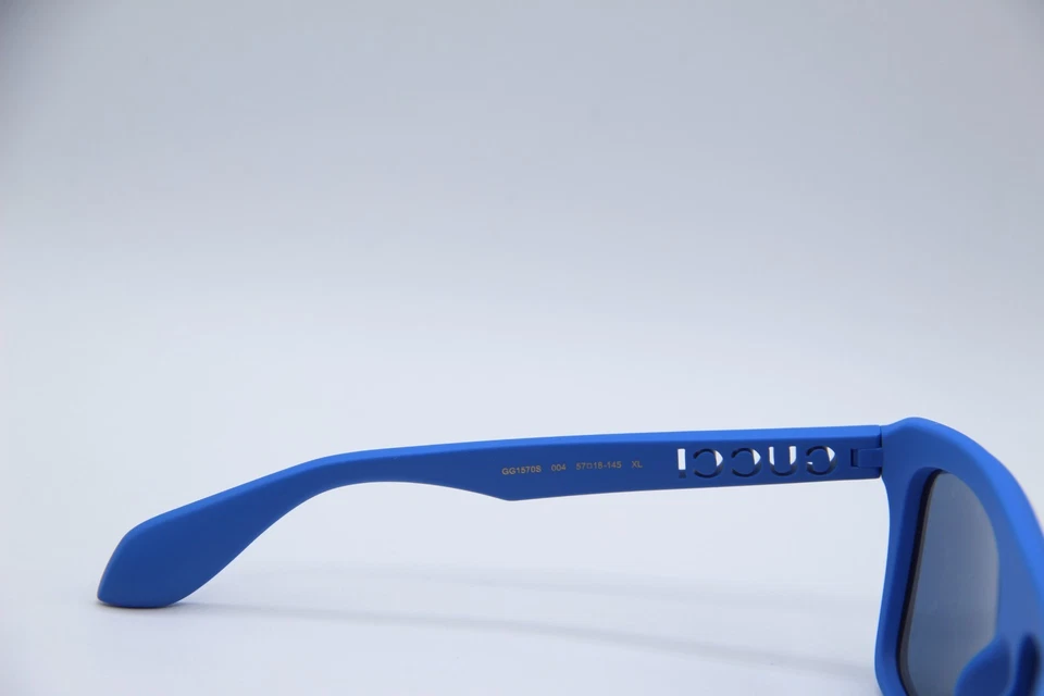 NEW GUCCI GG 1570S 004 BLUE MIRRORED XL AUTHENTIC FRAMES SUNGLASSES 57-18 - Image 4 of 4