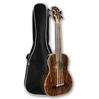 Fretless Ukulele Bass 4 String Zebrawood/Bocote Style Body, Mahogany Neck