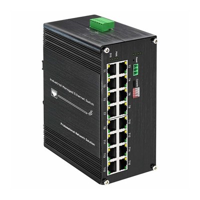 Managed Industrial L2+ 16Ports PoE Switch 30W Per Ports Housing Din Rail Mount