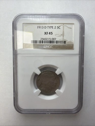1913-D Type 2 Buffalo Nickel — NGC XF45