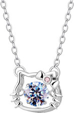 S925 Sparkling Silver Dancing Heart Necklace Romantic Necklace for Girls