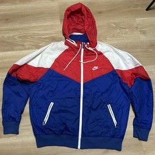 Nike ColorBlock Hoodie Windbreaker Jacket Red Blue/White Men s Size M