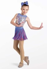 Dance Costume Medium Child Multi Color Weissman 13423 Jazz Sequin 2 in 1