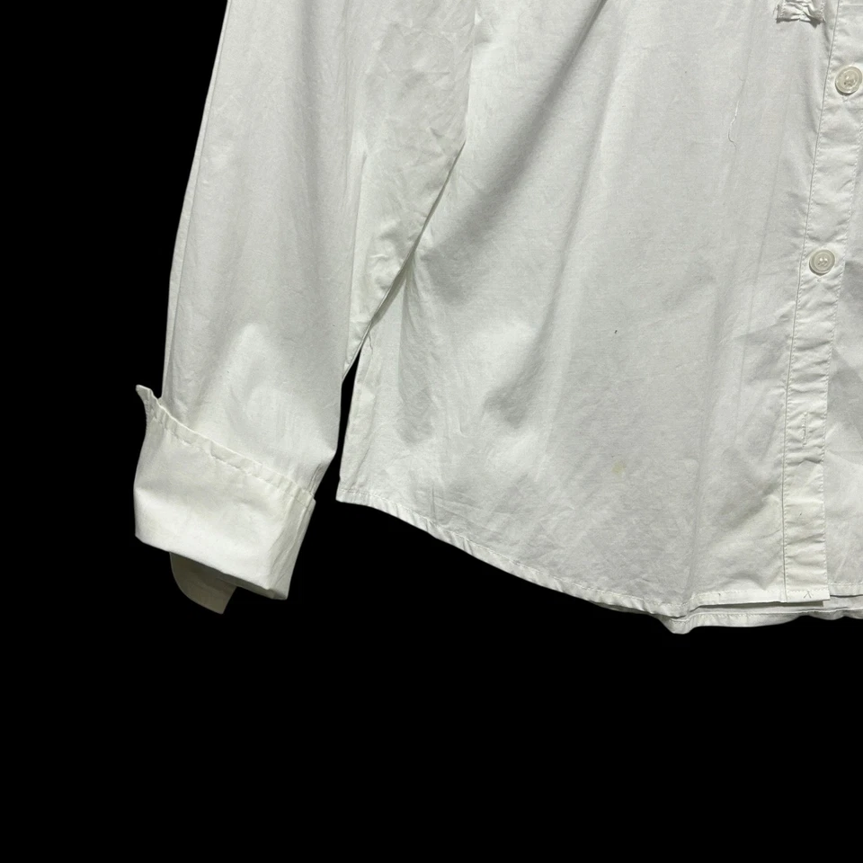 Blusa TravelSmith Mujer Botón M Blanca Volantes Frontal Preppy Minimalista Y2k Retro Foto 4 de 4