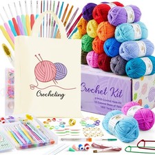 Kit De Crochet Agujas Para Tejer Set Ganchos Accessorios 105 PCS 1800 Yardas NEW