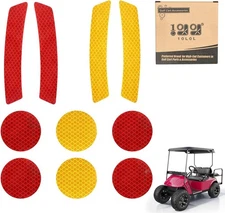 10L0L Golf Cart Front Rear Side Reflex Reflector Strips, Stick-On Sticker Decals
