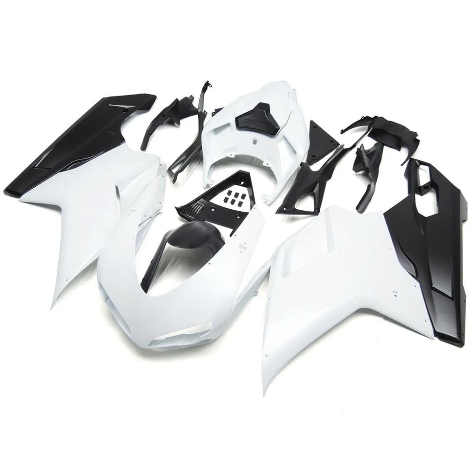 Carenados blancos mate negros para carrocería de inyección Ducati 848 1098 1198 2007-2012 Foto 2 de 4